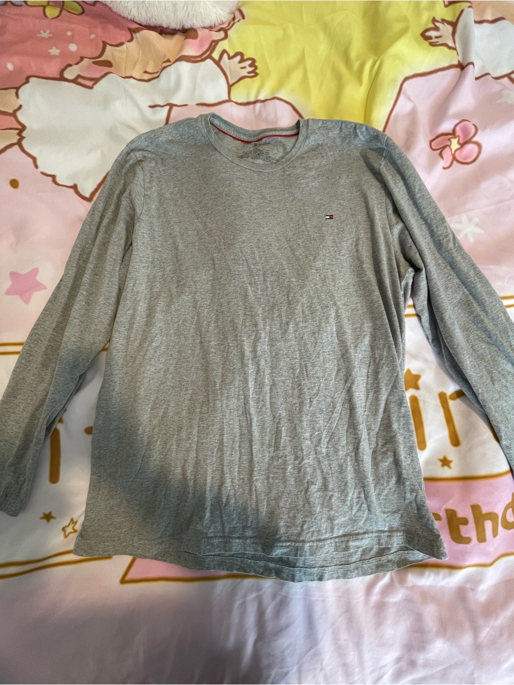 Tommy Hilfiger Light Gray Long Sleeve Crew Tee